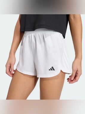 Adidas Women Pacer Shorts White 3” Inseam High Rise Aeroready Size S